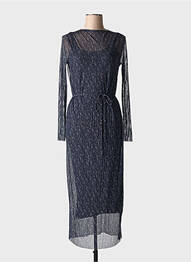 Robe longue manches longues manches longues bleu YAYA femme