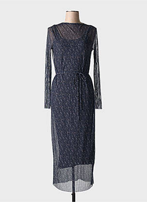 Robe longue manches longues manches longues bleu YAYA femme