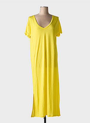 Robe longue manches courtes manches courtes jaune ABSOLUT CASHMERE femme