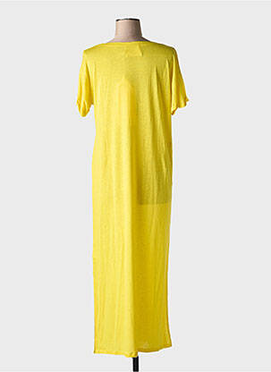Robe longue manches courtes manches courtes jaune ABSOLUT CASHMERE femme