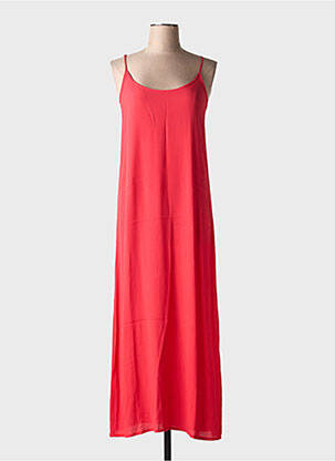 Robe longue manches bretelles ajustables fines bretelles rouge YERSE femme