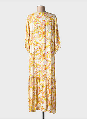 Robe longue coupe évasée manches 3/4 jaune LA REINE TRICOTE femme