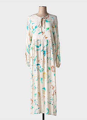 Robe longue manches longues manches longues beige MAGNOLIA TRENDY femme