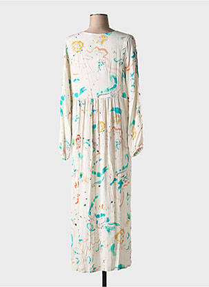 Robe longue manches longues manches longues beige MAGNOLIA TRENDY femme
