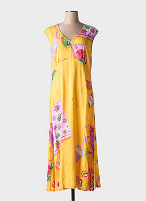 Robe longue manches courtes manches courtes jaune CAP JULUCA femme