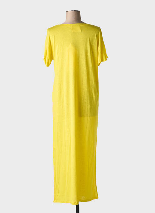 Robe longue manches courtes manches courtes jaune ABSOLUT CASHMERE femme