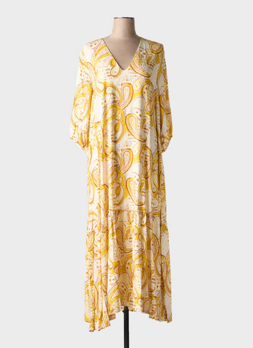 Robe longue jaune LA REINE TRICOTE pour femme