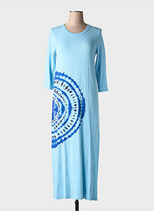 Robe pull tissage chiné manches 3/4 bleu NOTSHY femme