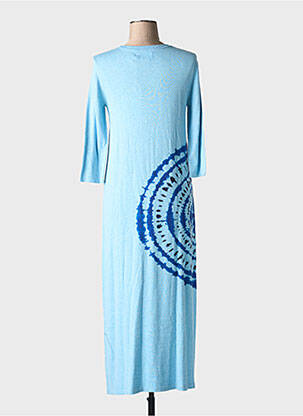 Robe pull tissage chiné manches 3/4 bleu NOTSHY femme
