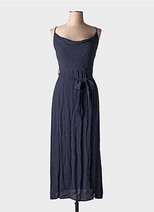Robe longue tissage crêpe fines bretelles bleu KOCCA femme
