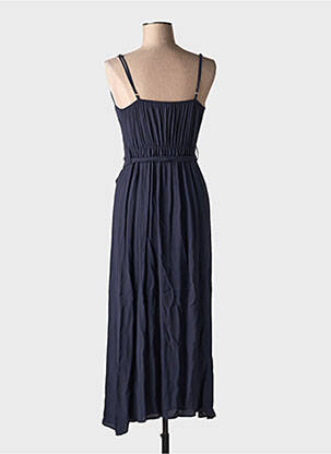 Robe longue manches bretelles ajustables fines bretelles bleu KOCCA femme