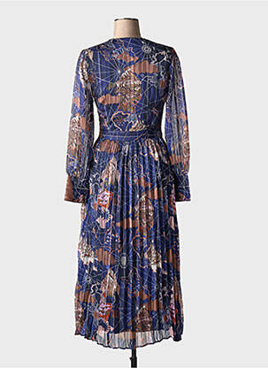 Robe mi-longue imprimé fantaisie manches longues bleu SCOTCH & SODA femme