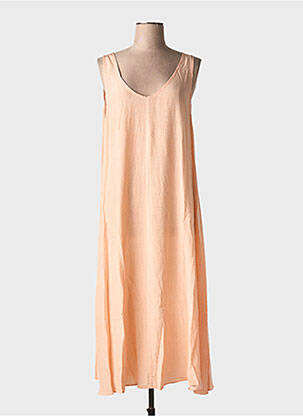 Robe longue imprimé fleurs sans manche orange AMERICAN VINTAGE femme