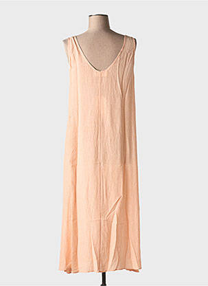 Robe longue imprimé fleurs sans manche orange AMERICAN VINTAGE femme