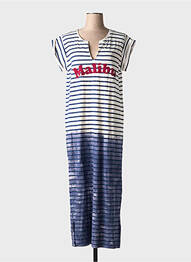 Robe longue manches courtes manches courtes bleu FIVE femme