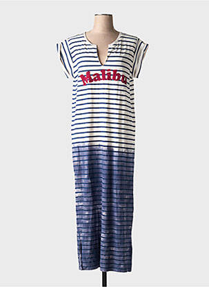 Robe longue manches courtes manches courtes bleu FIVE femme