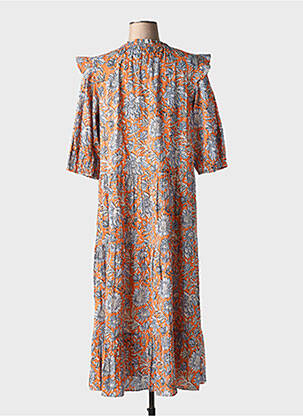Robe longue imprimé fleurs manches 3/4 orange YERSE femme