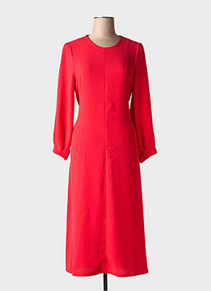 Robe mi-longue manches longues manches longues rouge TOUPY femme
