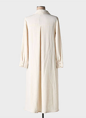 Robe mi-longue coupe fluide manches longues beige TOUPY femme