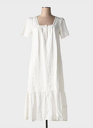 Robe mi-longue tissage crêpe manches courtes beige INDI & COLD femme