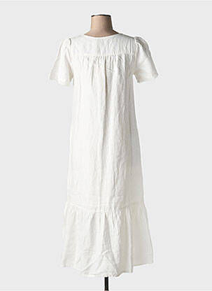 Robe mi-longue tissage crêpe manches courtes beige INDI & COLD femme