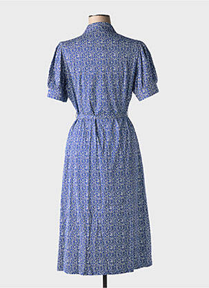 Robe mi-longue imprimé fantaisie manches courtes bleu ZILCH femme