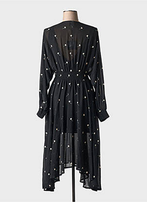 Robe mi-longue manches longues manches longues noir IDANO femme
