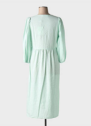 Robe mi-longue manches 3/4 manches 3/4 vert INDI & COLD femme