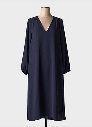 Robe mi-longue manches longues manches longues bleu TOUPY femme