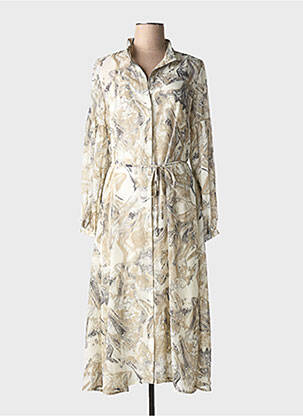 Robe longue manches longues manches longues beige MSCH COPENHAGEN femme