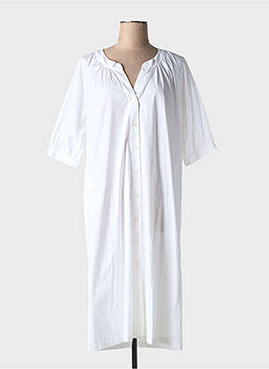 Robe mi-longue manches courtes manches courtes blanc TOUPY femme