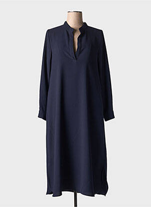Robe mi-longue manches longues manches longues bleu TOUPY femme