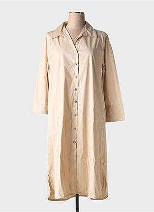 Robe mi-longue manches longues manches longues beige TOUPY femme