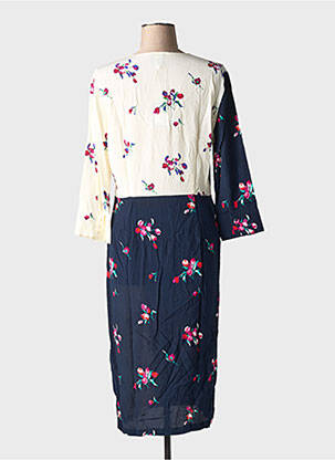 Robe mi-longue imprimé fleurs manches longues beige TOUPY femme