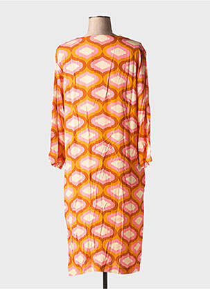 Robe mi-longue coupe fluide manches longues orange TOUPY femme