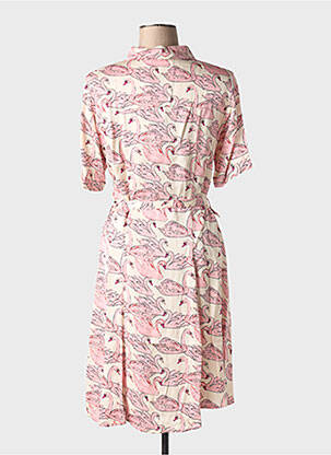 Robe mi-longue coupe fluide manches courtes rose FABIENNE CHAPOT femme
