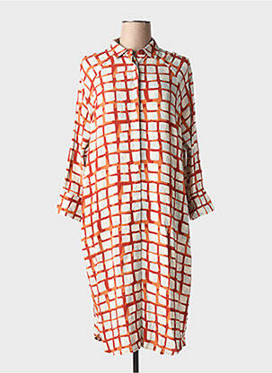 Robe mi-longue coupe fluide manches longues orange ZILCH femme