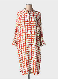 Robe mi-longue coupe fluide manches longues orange ZILCH femme