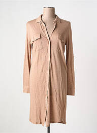Robe mi-longue manches longues manches longues rose MAJESTIC FILATURES femme