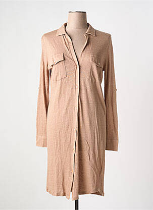 Robe mi-longue manches longues manches longues rose MAJESTIC FILATURES femme