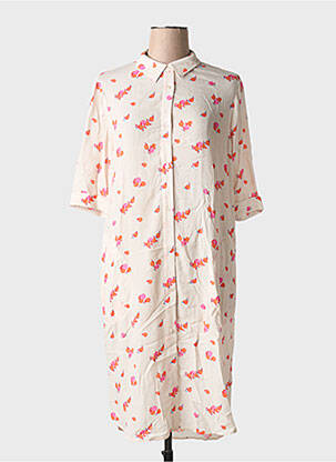 Robe mi-longue coupe fluide manches courtes rose ZILCH femme