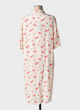 Robe mi-longue coupe fluide manches courtes rose ZILCH femme