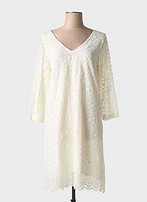 Robe mi-longue manches 3/4 manches 3/4 beige TOUPY femme