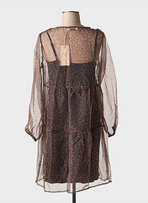 Robe courte coupe fluide manches longues marron CREAM femme