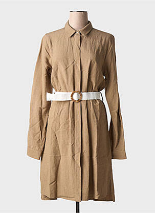 Robe mi-longue manches longues manches longues marron KOCCA femme