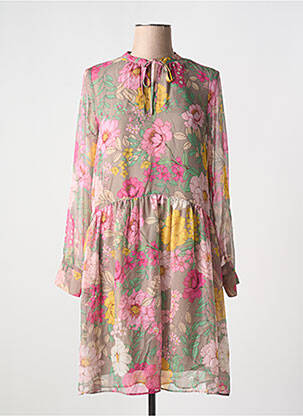 Robe courte coupe fluide manches longues vert MARC AUREL femme