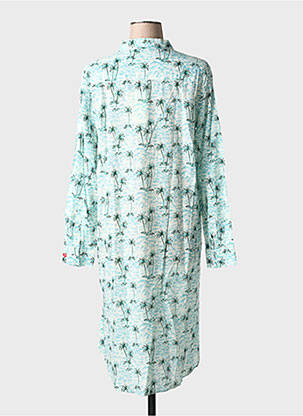 Robe mi-longue coupe fluide manches longues bleu AMOUR femme