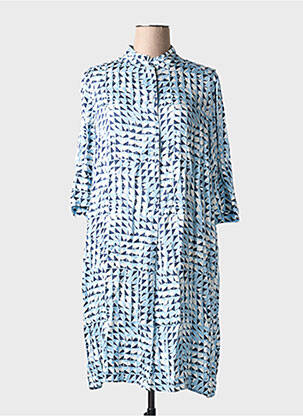 Robe mi-longue coupe fluide manches 3/4 bleu MARC AUREL femme
