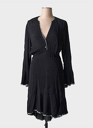 Robe mi-longue manches longues manches longues noir SCOTCH & SODA femme