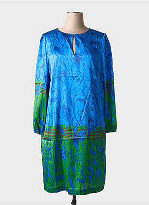 Robe mi-longue imprimé fleurs manches longues bleu CATNOIR femme